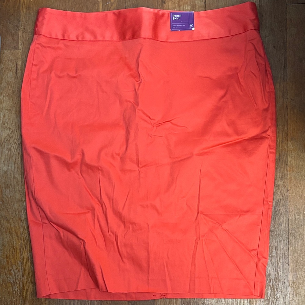 NWT Lane Bryant 16 Cotton Sateen Pencil Skirt Orange